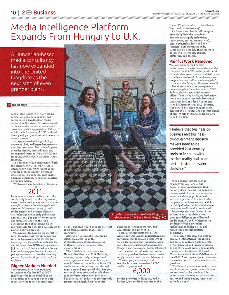 A Whitereport a Budapest Business Journalban